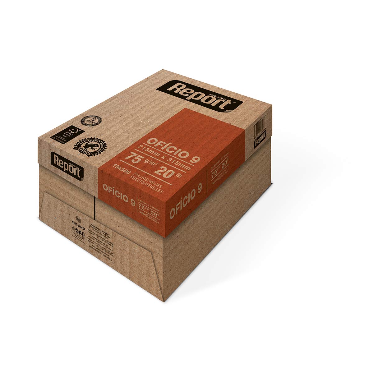 Papel Sulfite Report Premium Ofício 9 75g 500 folhas - Caixa com 10 pacotes