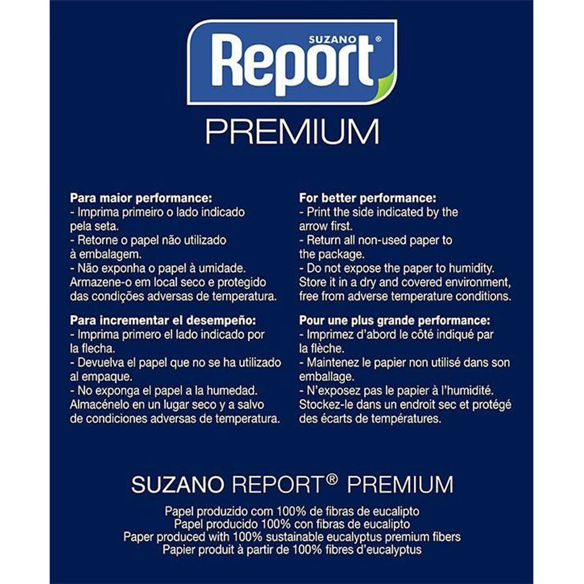 Suzano Report® Premium Ofício 2 OFICIO2 075 g/m² Caixa com 10 Pacotes 0500 Folhas por Pacote
