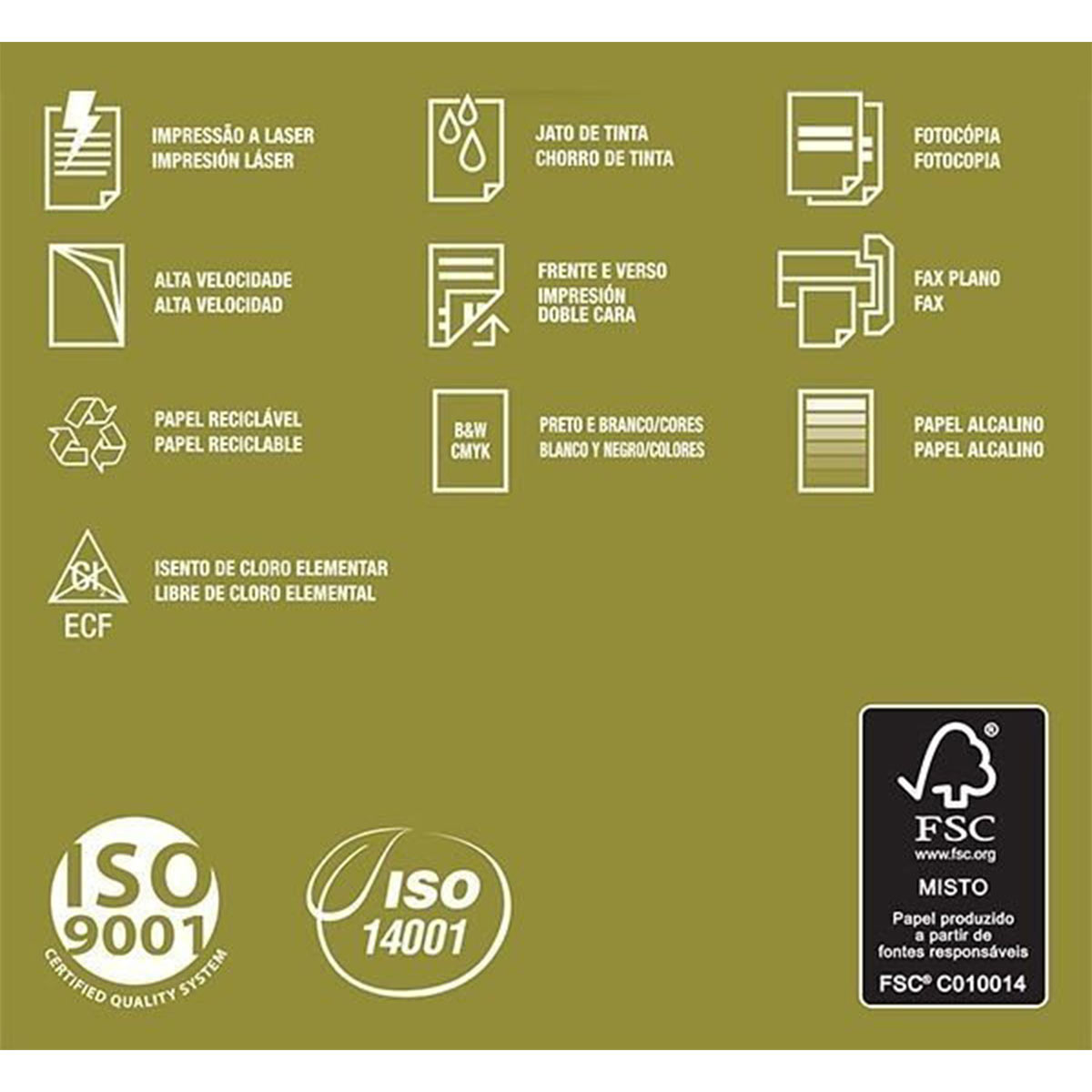 Suzano Report® Reciclato® A4 075 g/m² Caixa com 05 Pacotes 0500 Folhas por Pacote