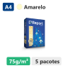 Caixa com 5 pacotes de Papel Sulfite Amarelo A4 75g de 500 folhas