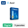 Caixa com 5 pacotes de Papel Sulfite Azul A4 75g de 500 folhas