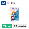 Caixa com 25 pacotes de Papel Sulfite Senninha Rosa A4 75g de 500 folhas