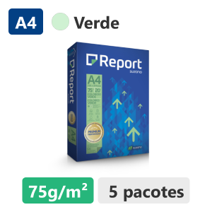 Caixa com 5 pacotes de Papel Sulfite Verde A4 75g de 500 folhas