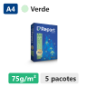 Caixa com 5 pacotes de Papel Sulfite Verde A4 75g de 500 folhas