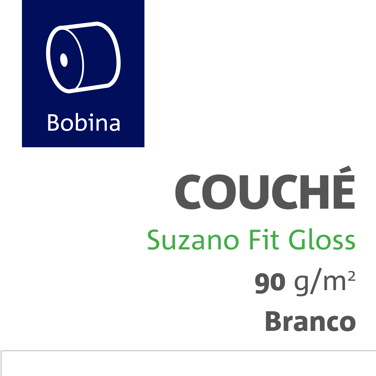Couché Suzano® Fit Gloss 090 Gramas 0740X1200 Imune Bobina com furo de 0076 mm