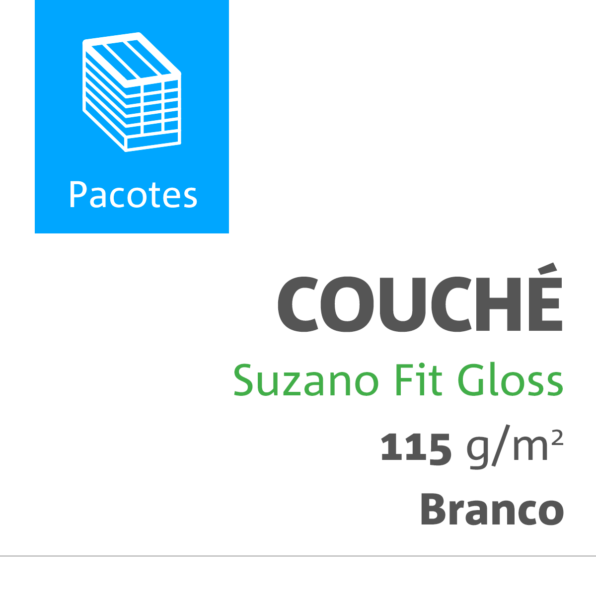 Couché Suzano® Fit Gloss 115 Gramas 0890X1170 Comercial Embalado com 0250 Folhas