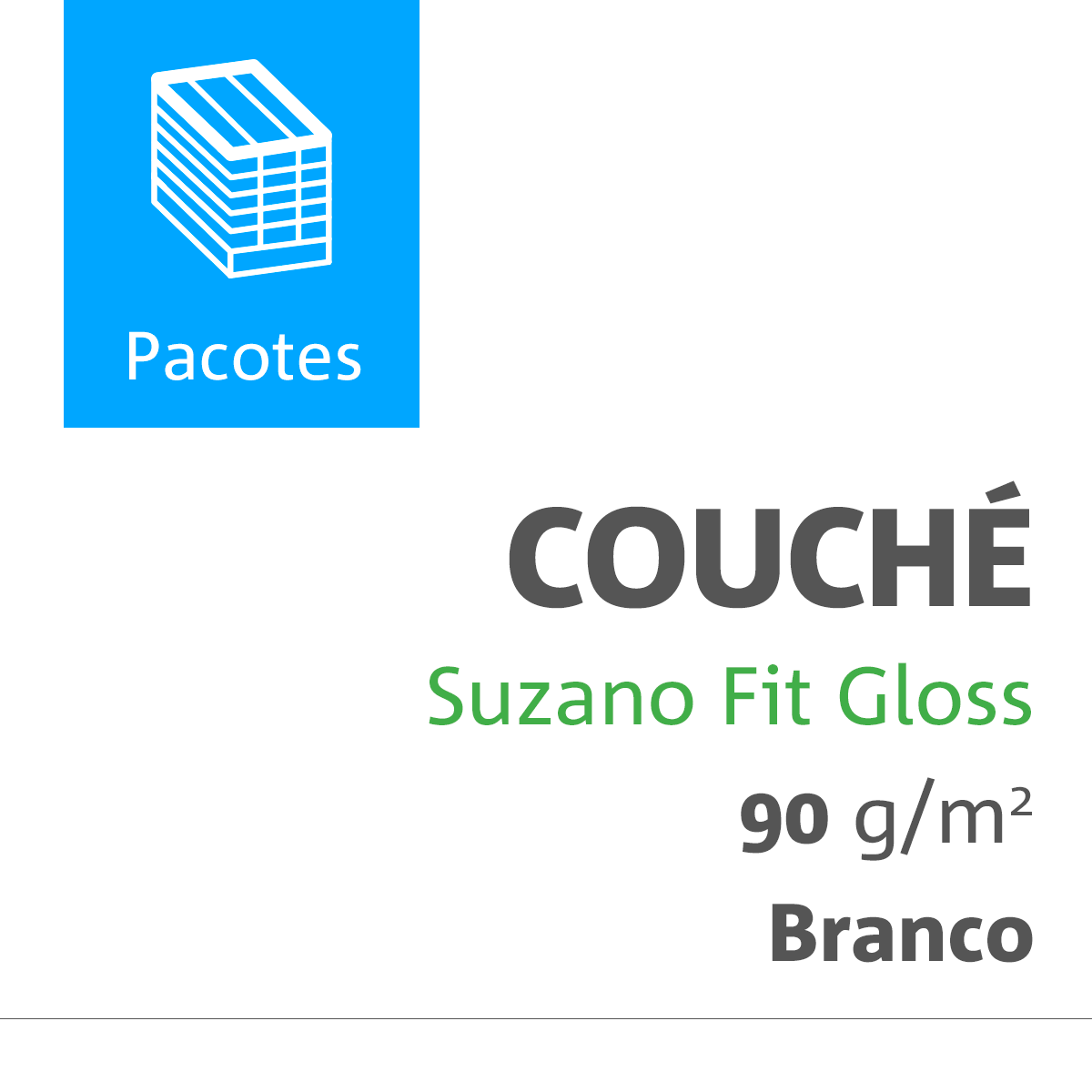 Couché Suzano® Fit Gloss 090 Gramas 0890X1170 Comercial Embalado com 0300 Folhas